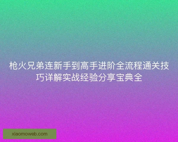 枪火兄弟连新手到高手进阶全流程通关技巧详解实战经验分享宝典全